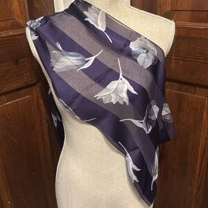 Blue Floral Sheer Lightweight Scarf